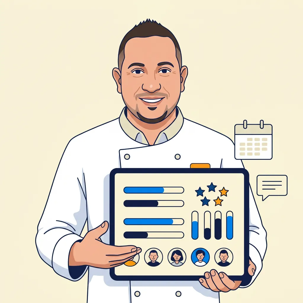 Le chef suit la progression de ses filleuls sur une tablette